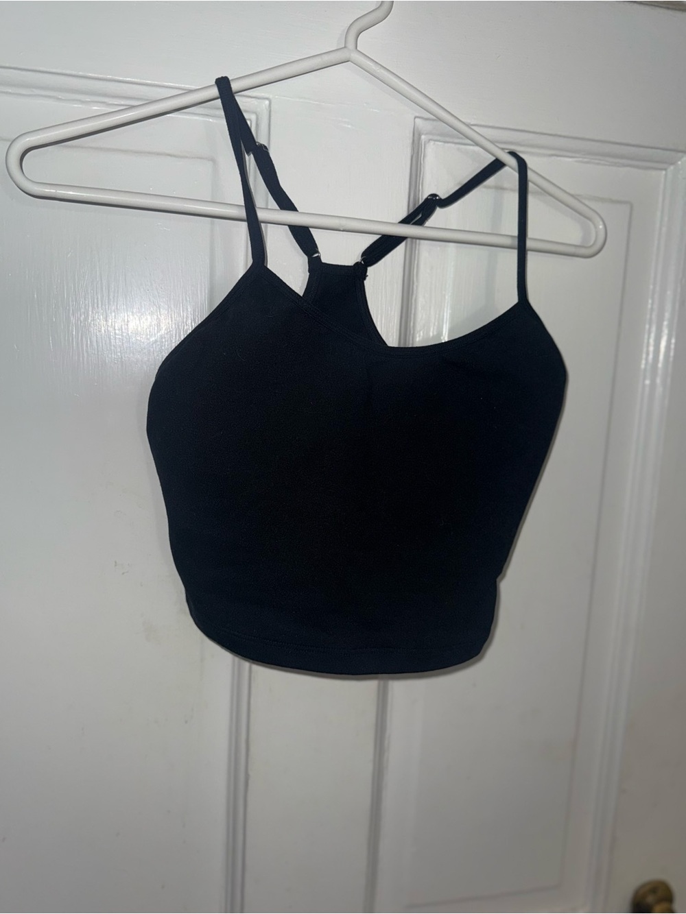 Bombshell Sportswear Black Racerback Cropped Sports Bra Tank
